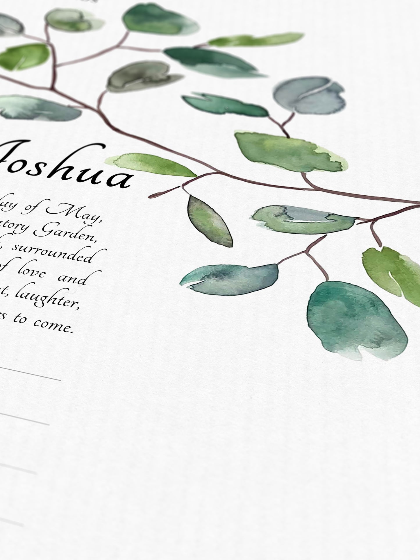 Green Twigs Wedding Certificate, Contemporary Botanical Print | Harmony, Continuity & Natural Beauty | Elegant Gift for the Couple