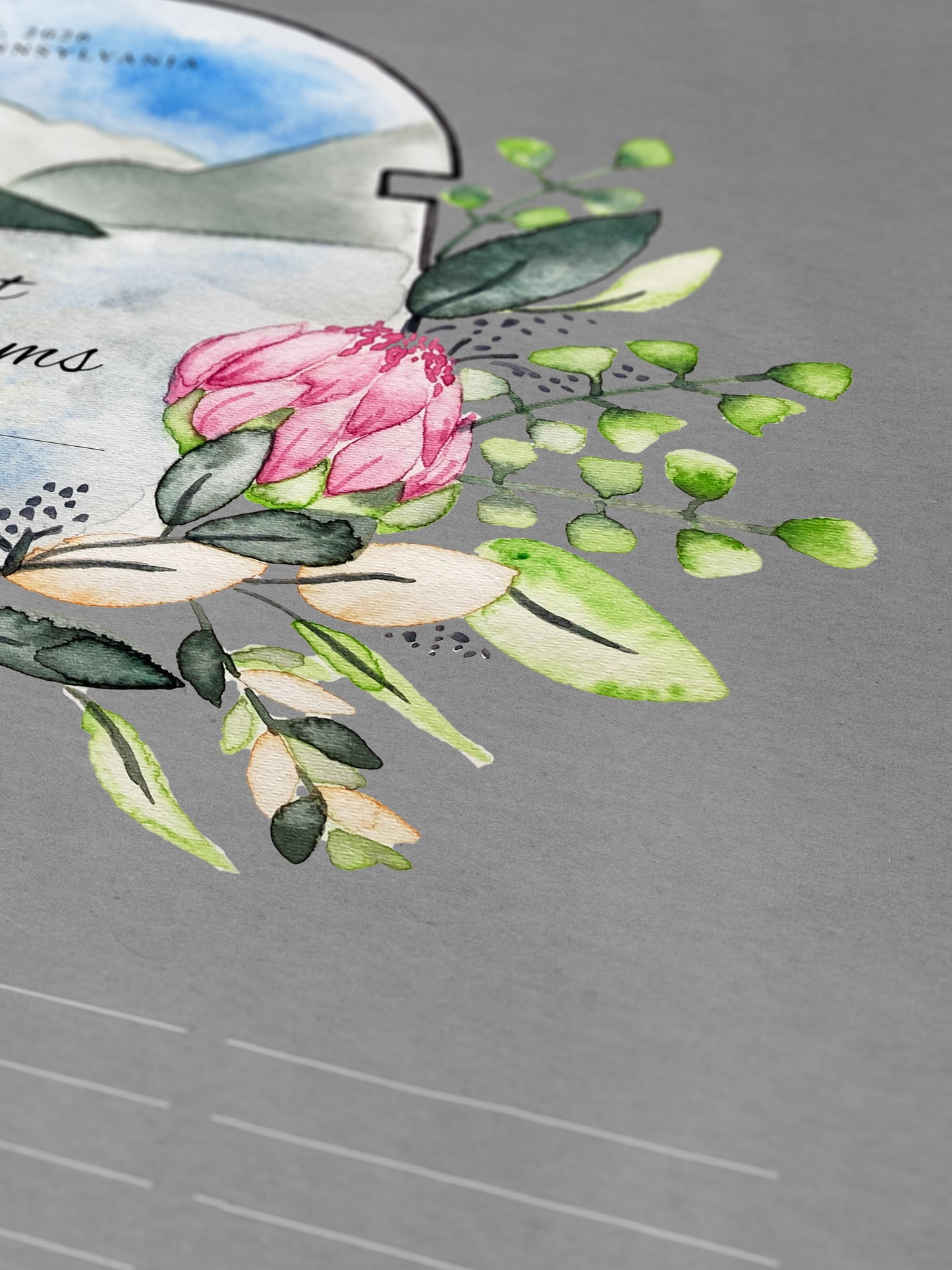 Modern King Protea Quaker Marriage Certificate | Tranquil Mountain Lake Boho Wedding | Fine Art Marriage Keepsake