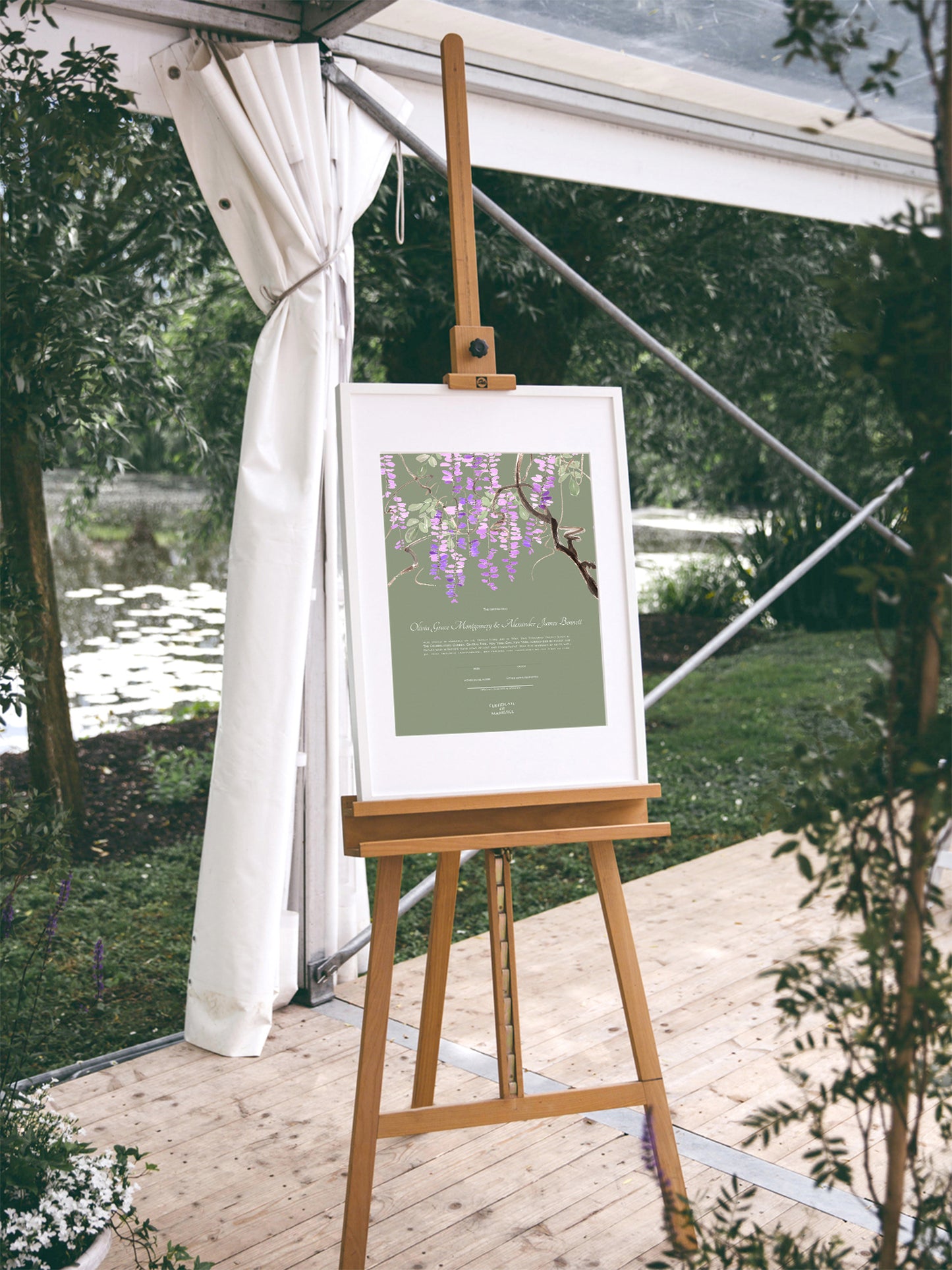 Cascading Wisteria Marriage Certificate | Botanical Quaker Wedding Certificate | Museum-Quality Artwork