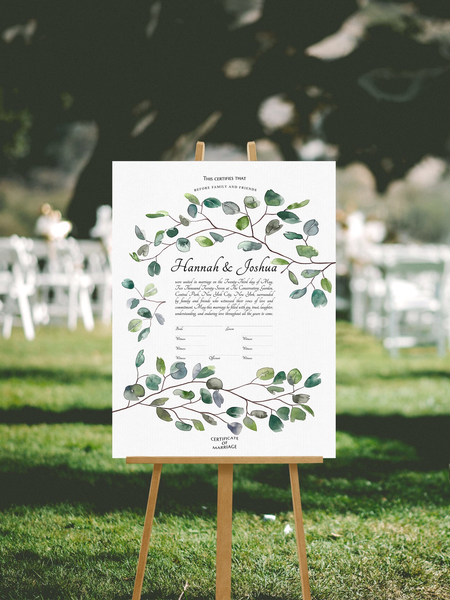 Green Twigs Wedding Certificate, Contemporary Botanical Print | Harmony, Continuity & Natural Beauty | Elegant Gift for the Couple