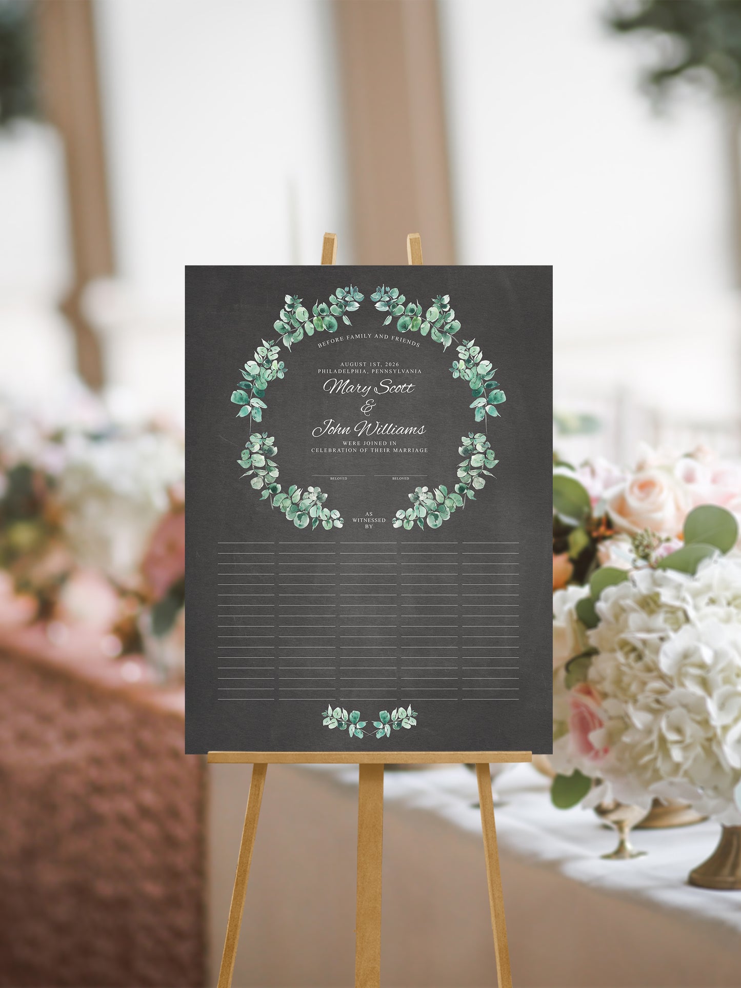 Circle of Renewal Eucalyptus Wreath Wedding Certificate | Personalized Quaker Marriage Keepsake | Evergreen Covenant Wreath of Unity