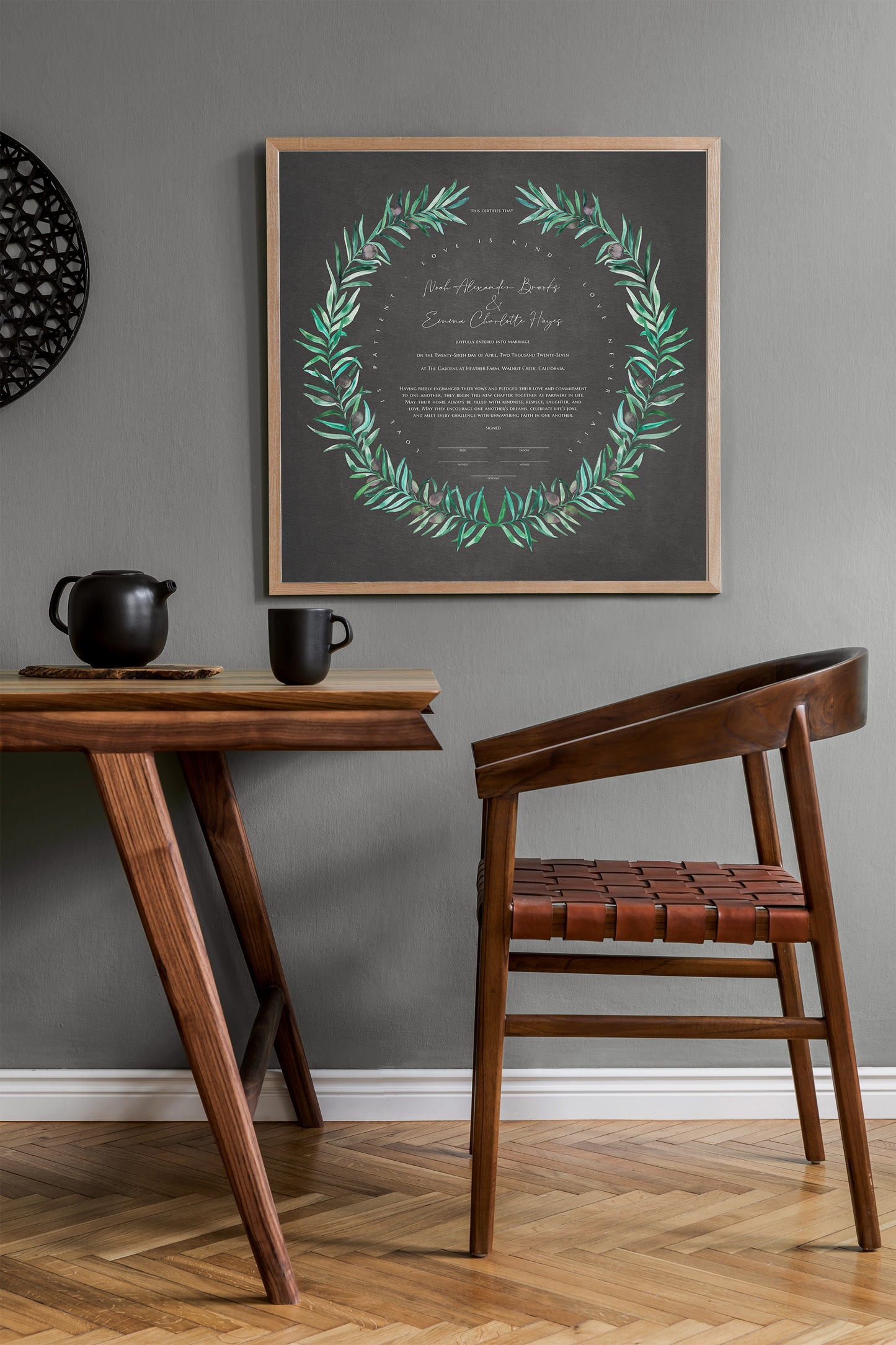 Olive Wreath Wedding Certificate, Botanical Fine Art Print | Peace & Unity | Gift for the Couple, Ceremony Keepsake
