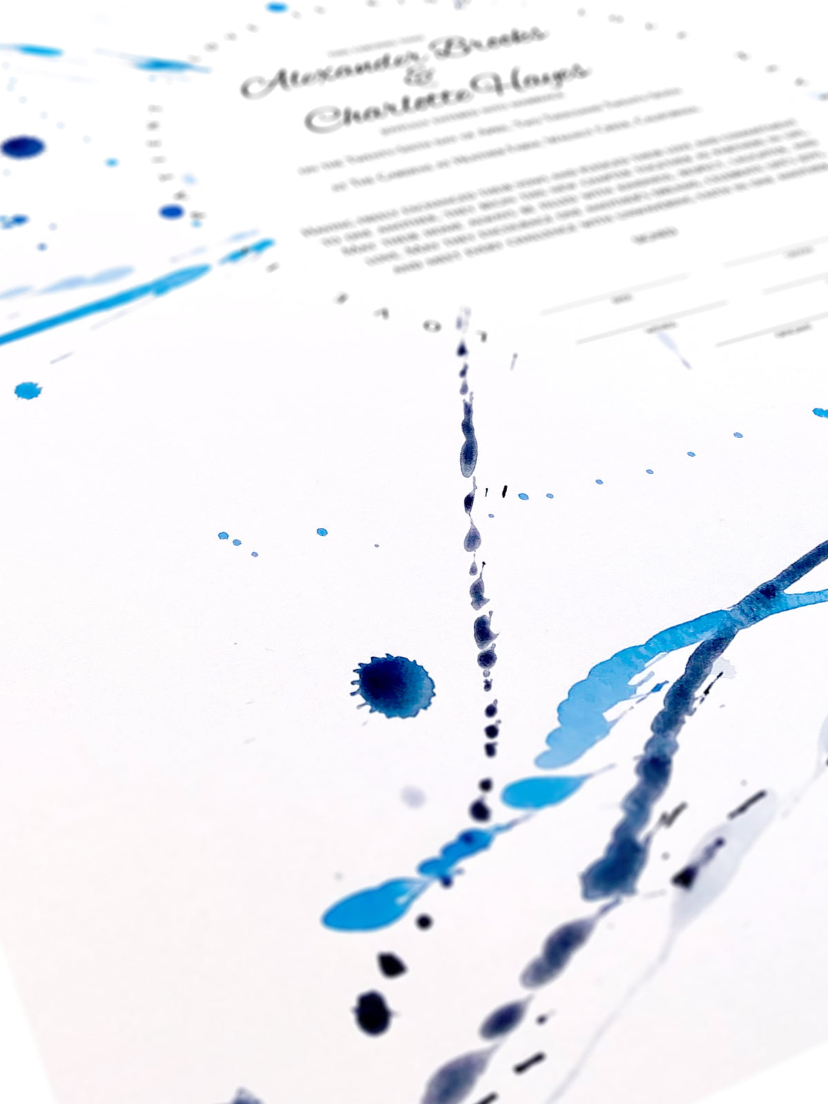 Atomic Rays Drips & Splashes Wedding Certificate, Abstract Fine Art Print | Cosmic Energy, Unity, Inner Light | Modern Ceremony Keepsake