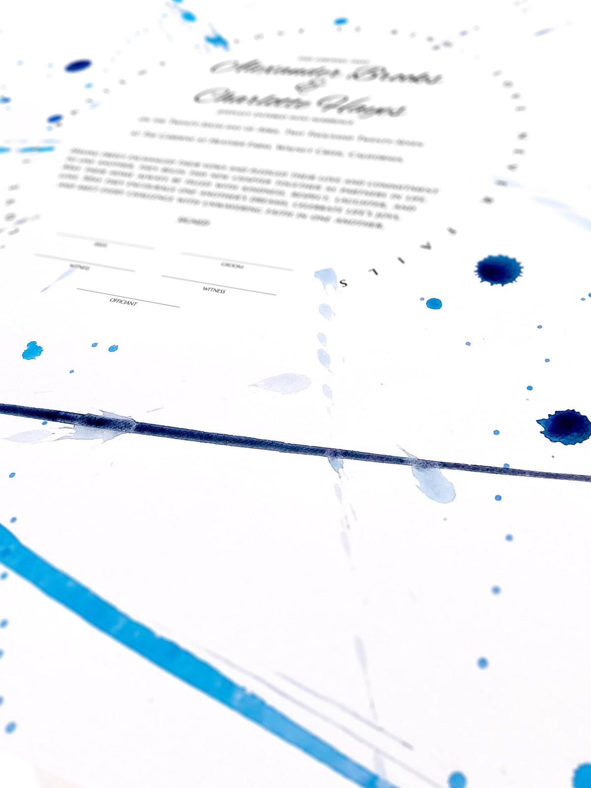 Atomic Rays Drips & Splashes Wedding Certificate, Abstract Fine Art Print | Cosmic Energy, Unity, Inner Light | Modern Ceremony Keepsake