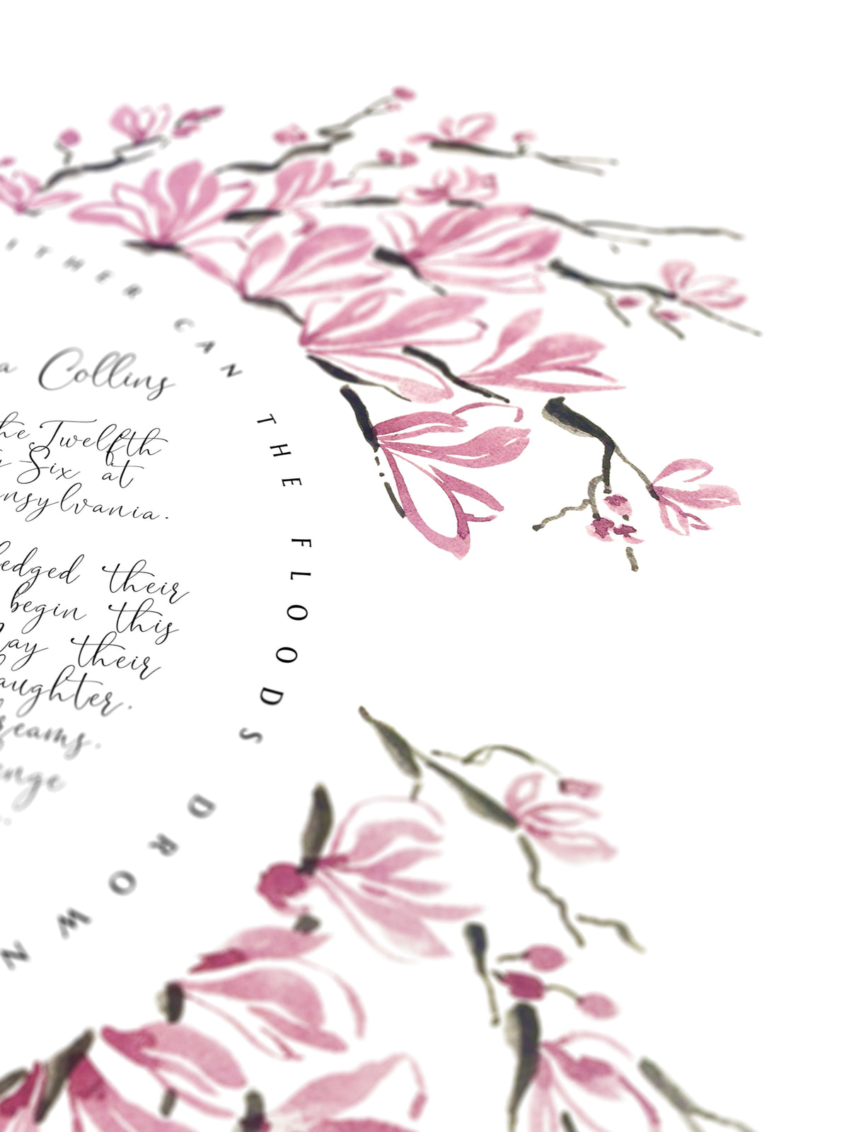 Pink Saucer Magnolia Wedding Certificate, Botanical Watercolor Print | Beauty, Grace & New Beginnings | Elegant Ceremony Keepsake