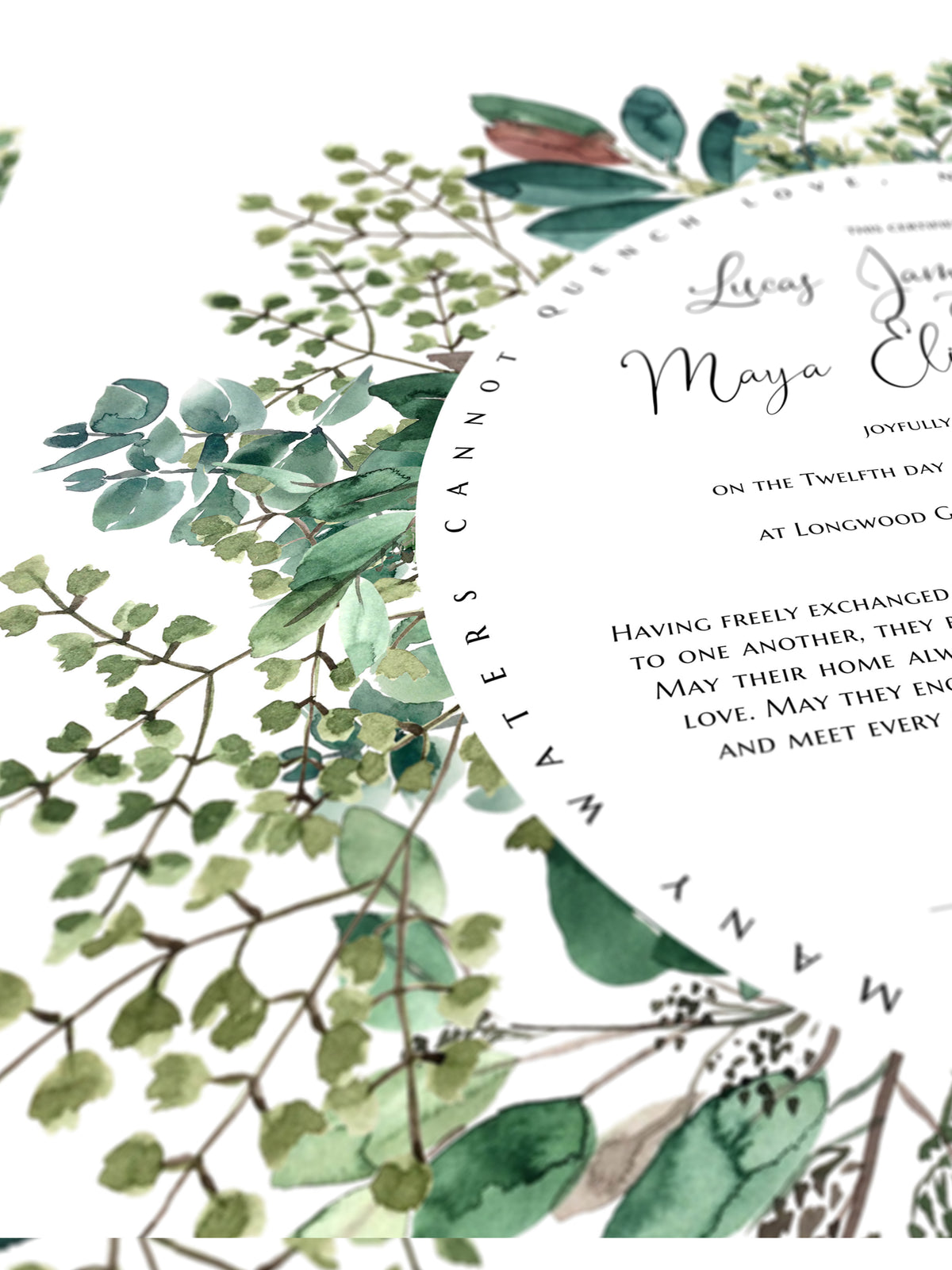 Mixed Leaf Greenery Wreath Marriage Certificate Print | Growth, Simplicity & Peace | Timeless Wedding Keepsake