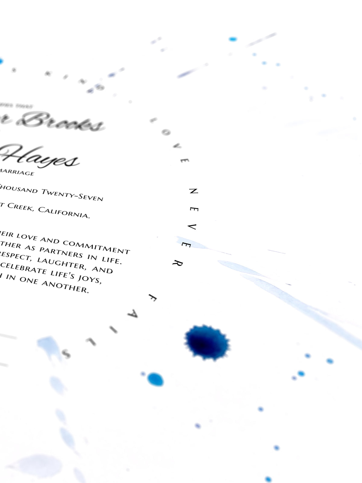 Atomic Rays Drips & Splashes Wedding Certificate, Abstract Fine Art Print | Cosmic Energy, Unity, Inner Light | Modern Ceremony Keepsake