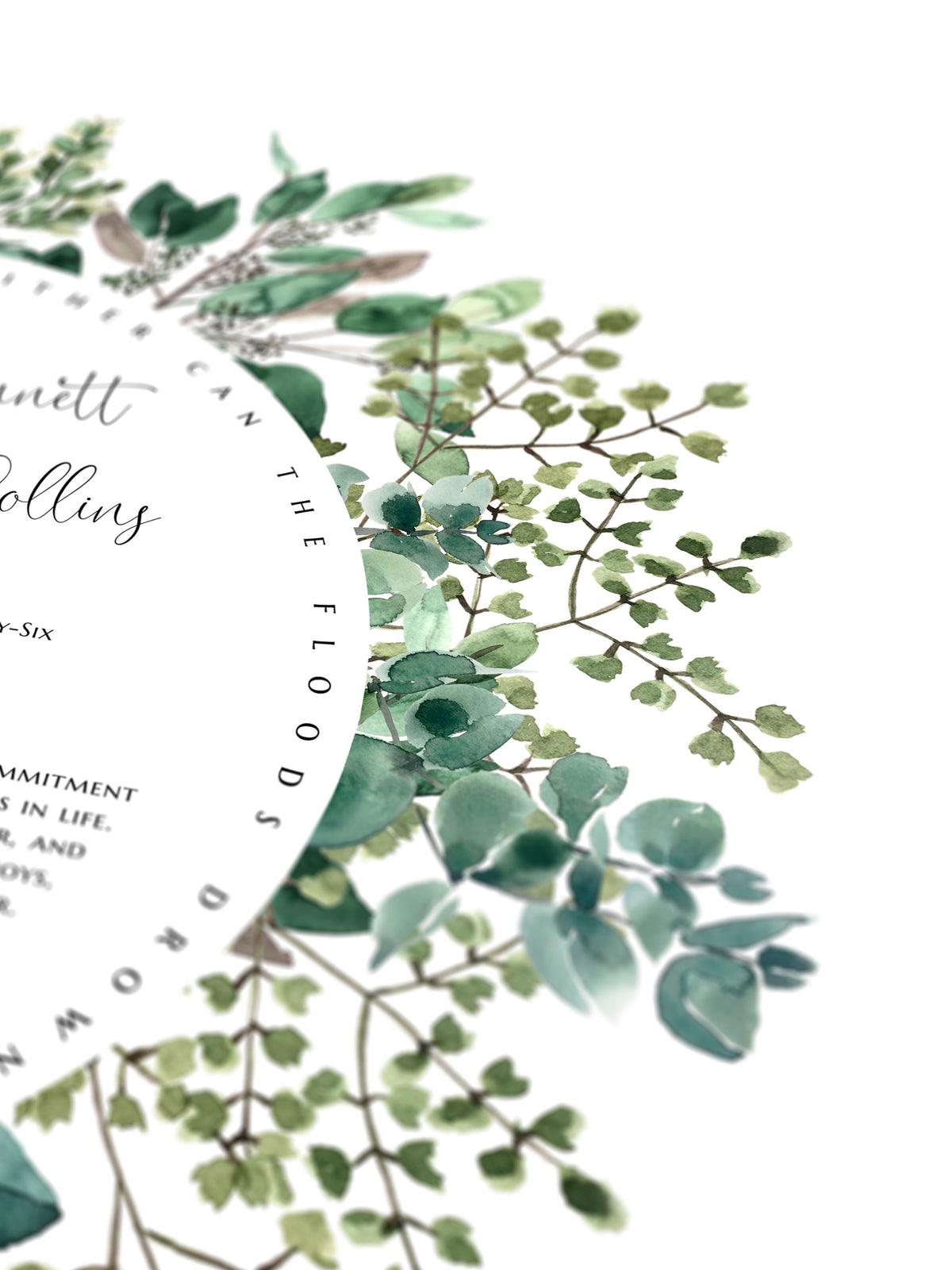 Mixed Leaf Greenery Wreath Marriage Certificate Print | Growth, Simplicity & Peace | Timeless Wedding Keepsake