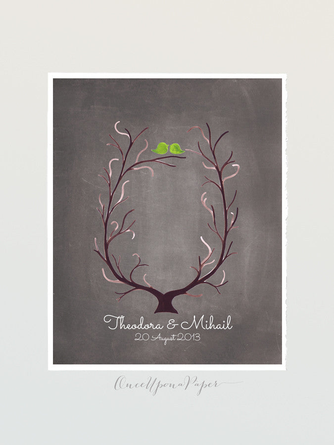 Fingerprint Wedding Tree - thumbprint ready love birds