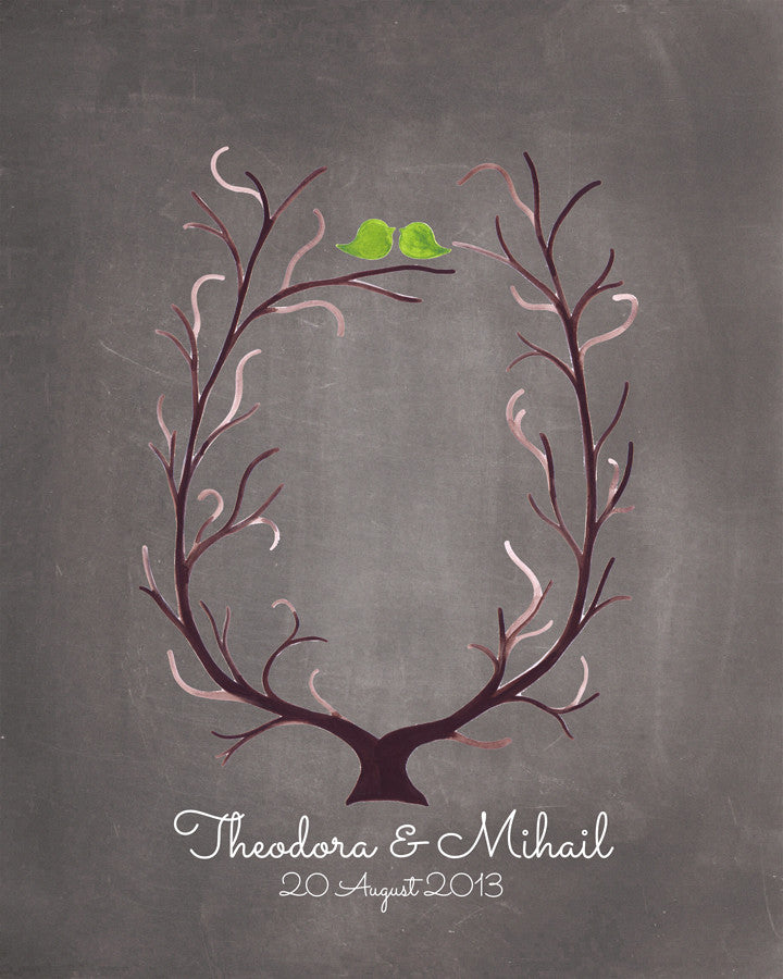 Fingerprint Wedding Tree - thumbprint ready love birds