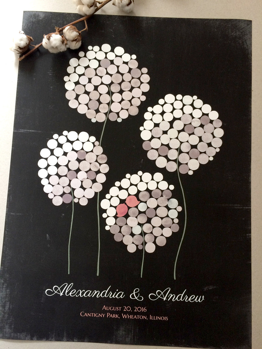 Dandelion Wedding Guest Book print - WILD DANDELION FLOWERS