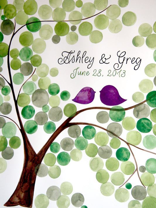 Personalized Wedding Guest Book Tree Alternative - 175 guest signatures Large Custom Wedding guestbook, Event Tree Guest book, love birds