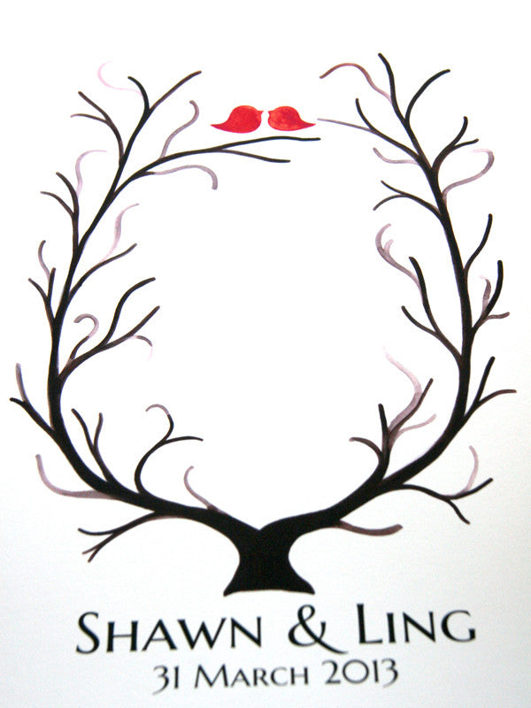 Fingerprint Wedding Tree - thumbprint ready love birds