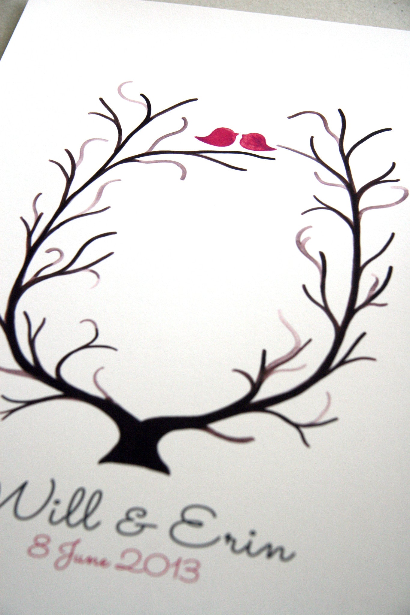 Fingerprint Wedding Tree - thumbprint ready love birds