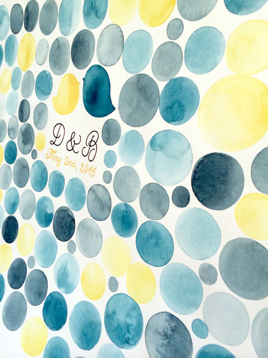Personalized Wedding Guest Book Signature Orbs - 300 guest signatures alternative, wedding penny tiles, Guest Signature Stone watercolor