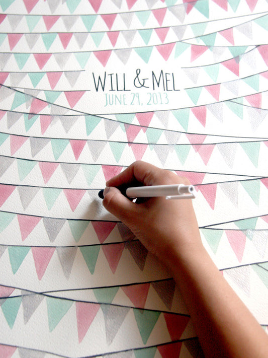 Wedding Guest Book Alternative Pennant Flags Print Poster