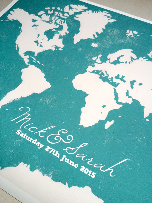 Wedding Guest Book Alternative Print  WORLD MAP
