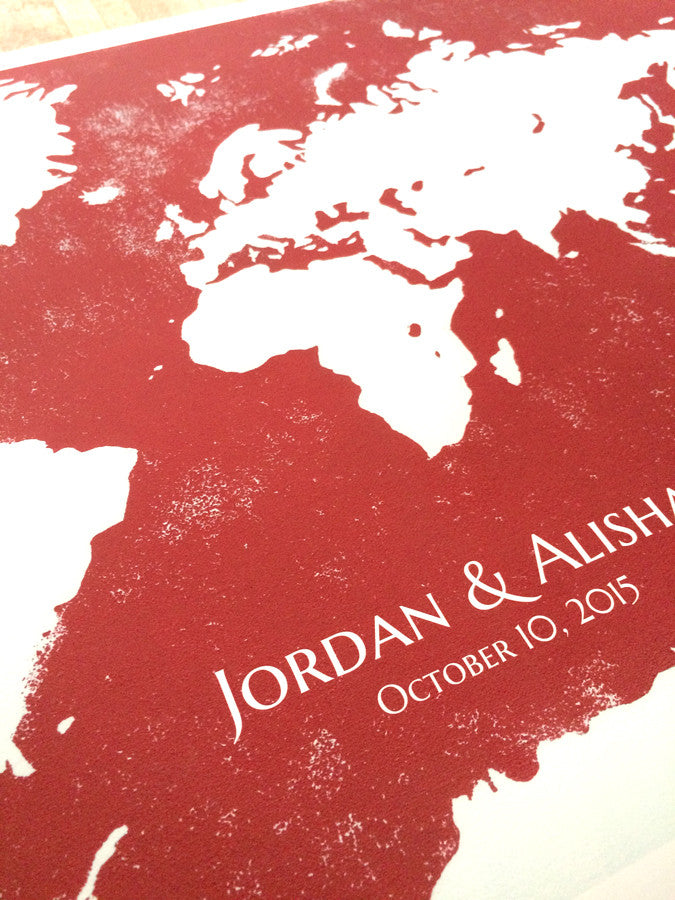 Wedding Guest Book Map Poster WORLD MAP