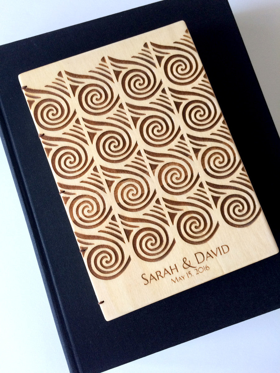 Coptic binding Custom Engraved Wood Sketchbook Journal Notebook - CUCUTENI