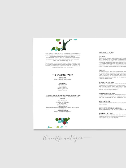Programme Card Design - Printable Custom Wedding Jewish programme