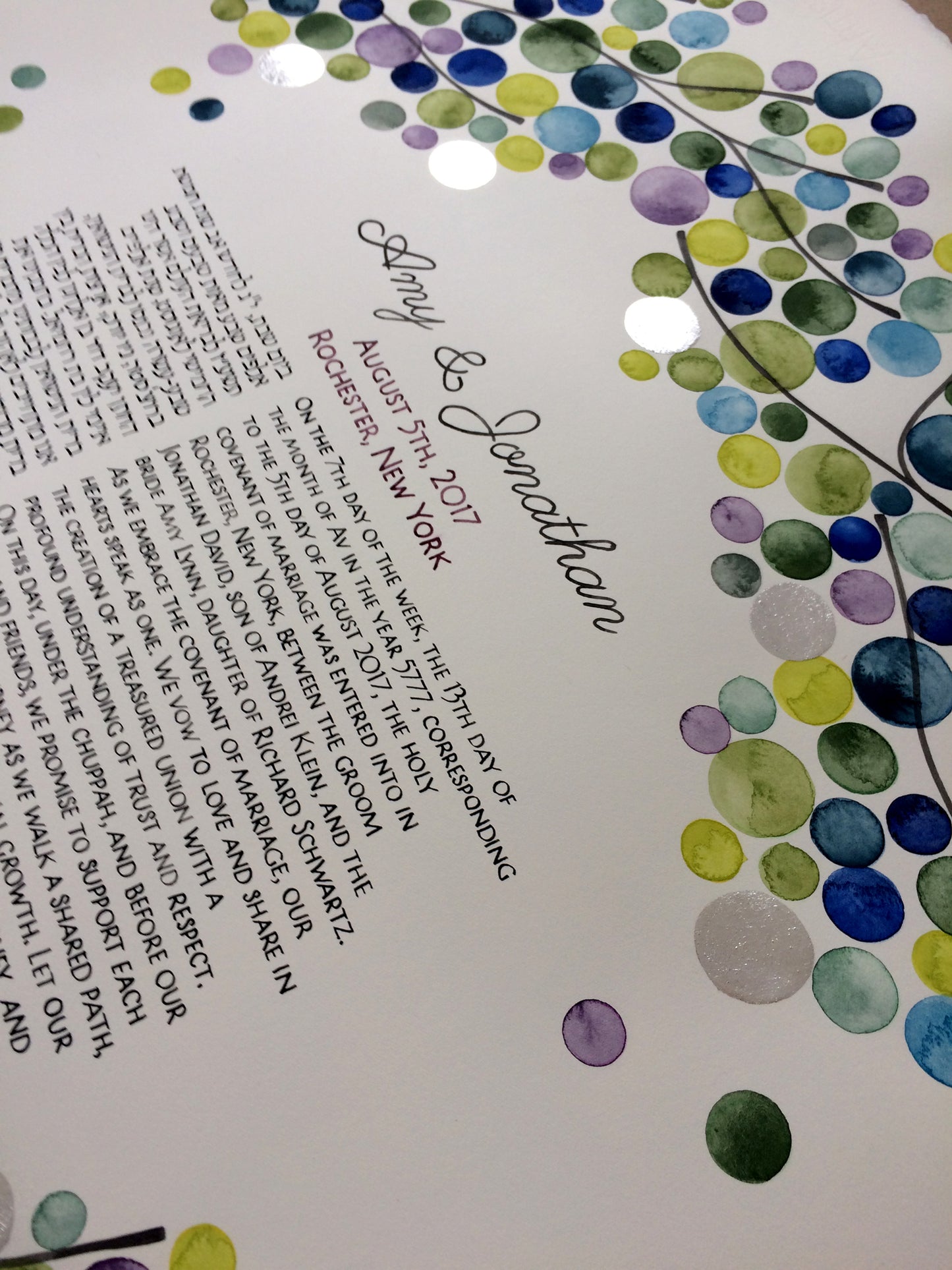 Rochester-NY Silver and White-Gold Modern Watercolor Ketubah-Guestbook SET