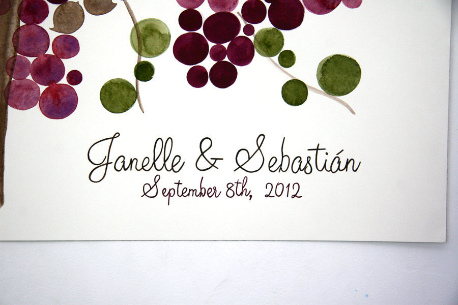 Custom Signature Wedding Guest Book Alternative Rustic Vine Tree - 150 guest signatures Personalized wedding guestbook love birds