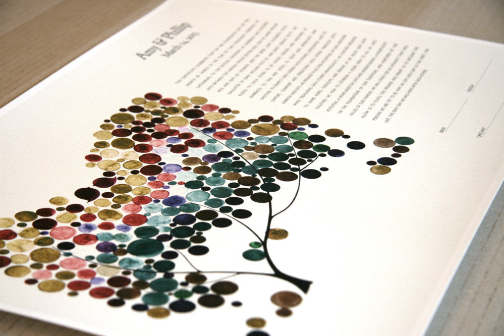 Personalized Giclee Ketubah Multicolor Tree
