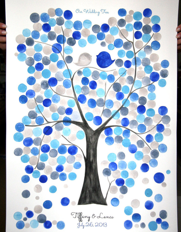 Custom Wedding Guest Book Alternative Tree of Life - 275 guest signatures Wedding guestbook, Event Tree, love birds abstract tree of life
