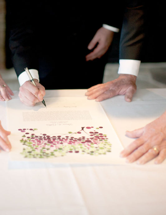 Modern Ketubah art print - JAPANESE BIGLEAF MAGNOLIA - signing ceremony