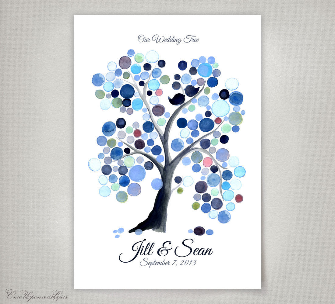 Wedding Guest Book Alternative WEEPING WILLOW TREE Watercolor