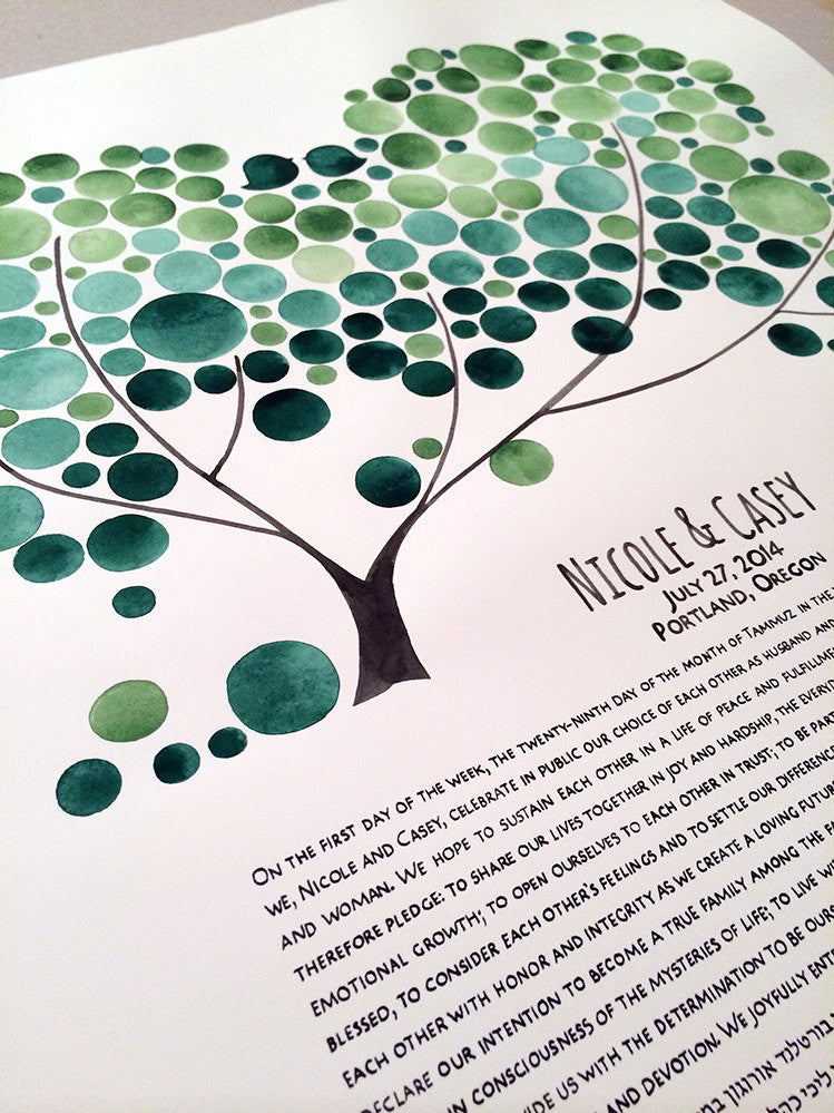Modern Wedding Painted Ketubah - CHUPPAH TREE KETUBAH - The Bridal Canopy abstract marriage contract