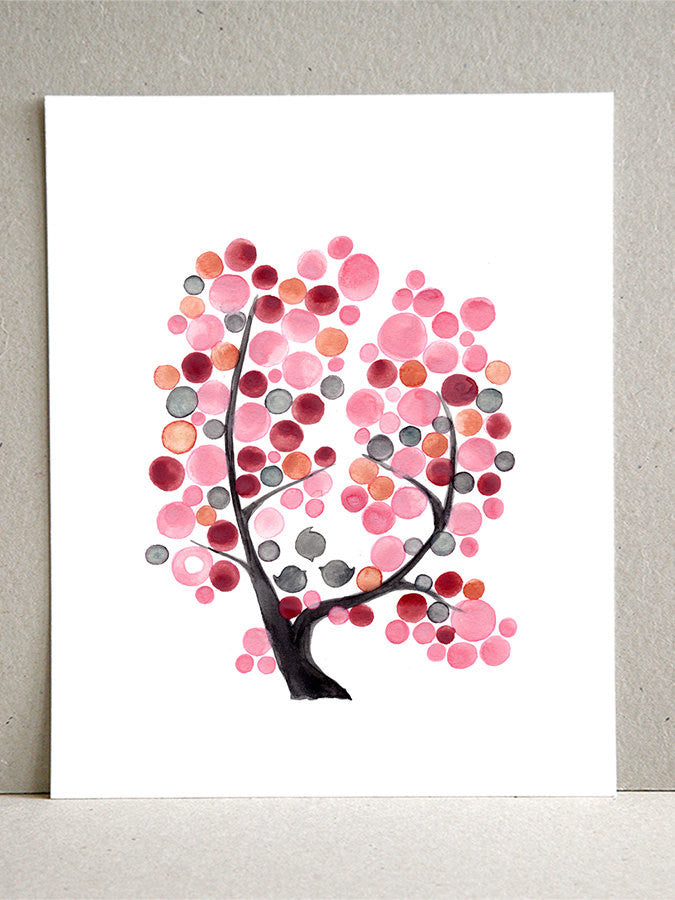 PINK GRAY TREE art print