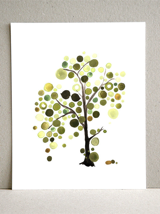 ASYMMETRICAL GREEN TREE art print