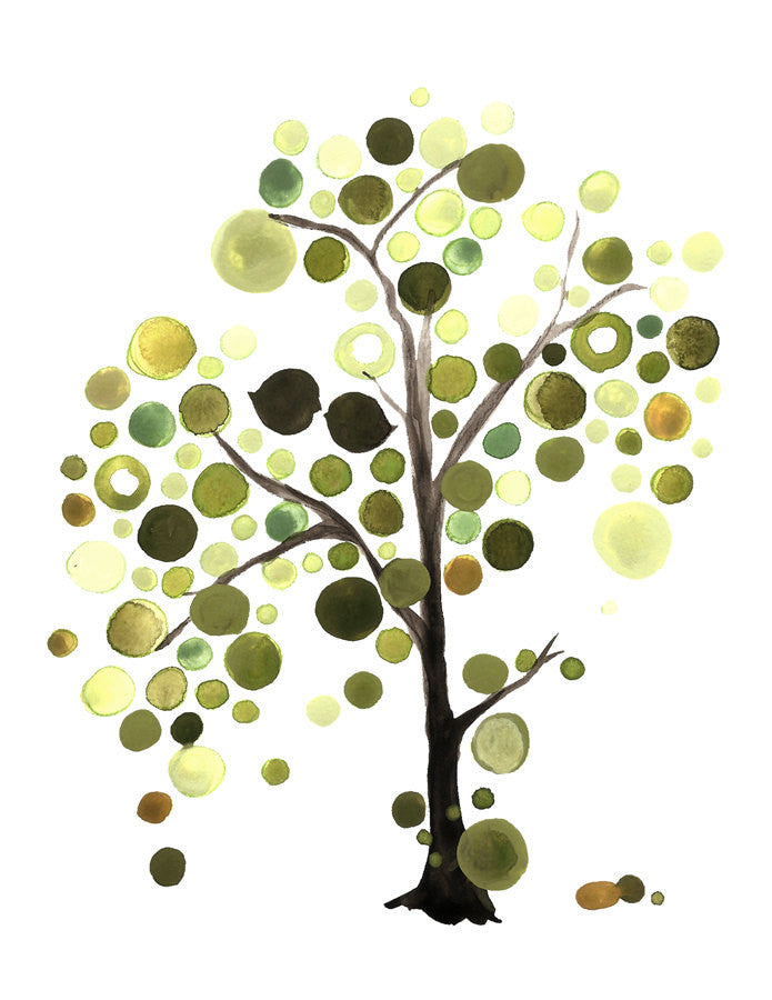 ASYMMETRICAL GREEN TREE art print