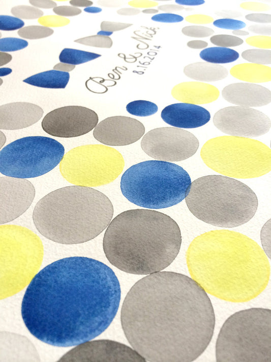 Guest Book Signature Pattern Bowties - 150 guest signatures Guest book alternative,  wedding penny tiles, painted Guest Signature watercolor