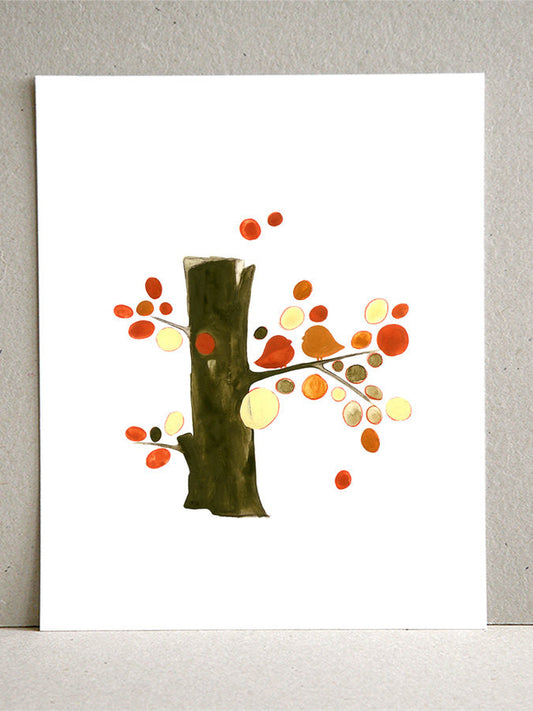 ORANGE LOVE BIRDS TRUNK art print