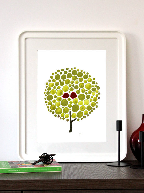 GREEN BALLOON TREE art print