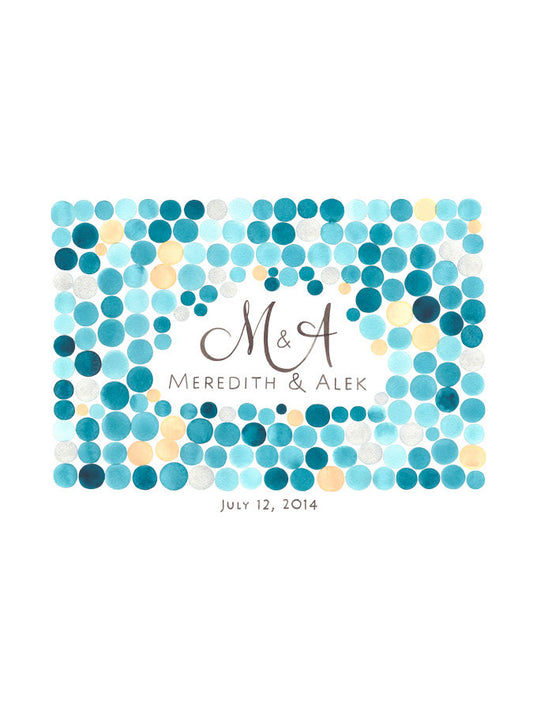 Modern Guestbook Alternative Love Birds Print - Orb Cluster with MONOGRAM