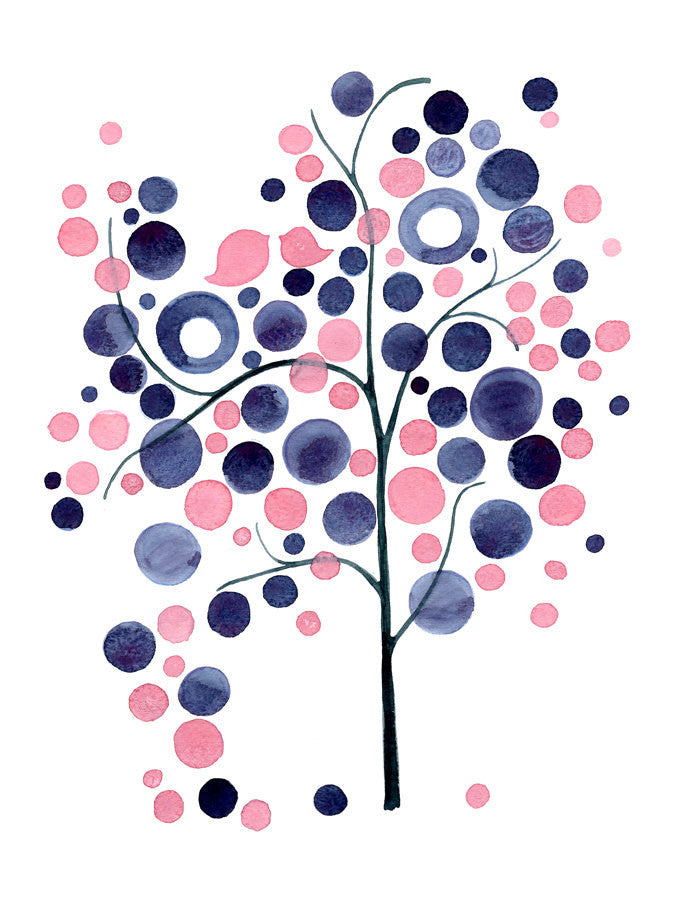 PINK BLUE TREE art print