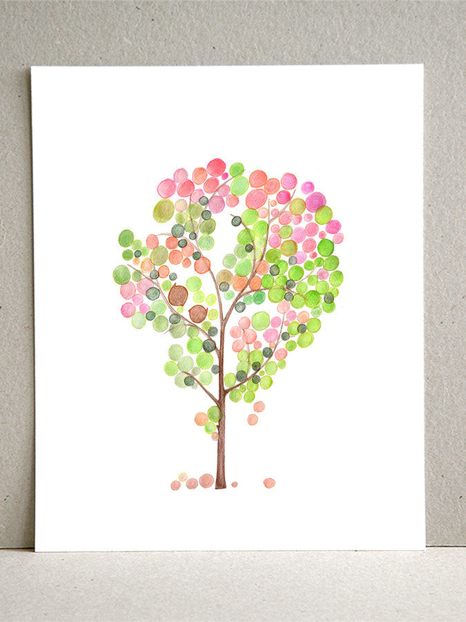 PINK GREEN TREE art print