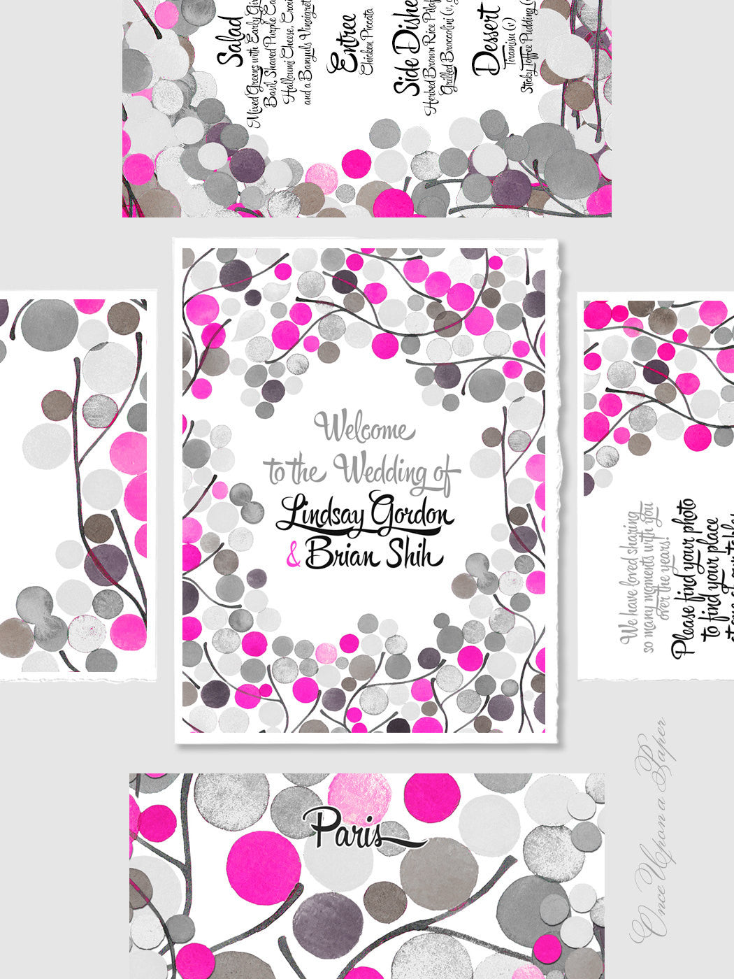 Printable Wedding Signage Poster Package - Welcome Sign, Favour Sign, Menu Card, Escort Sign, Table name Sign - Wedding Invitation Cards