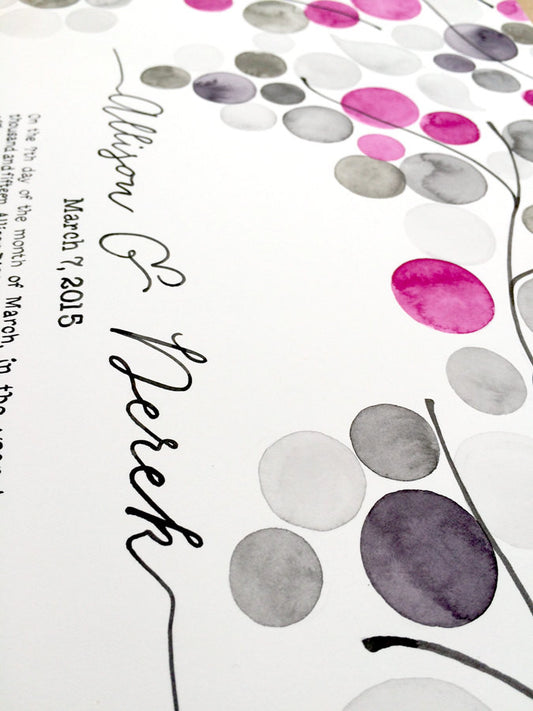 Painted Custom Ketubah - THE TREE BRANCHES - Watercolor handmade Calligraphy by Elena Berlo