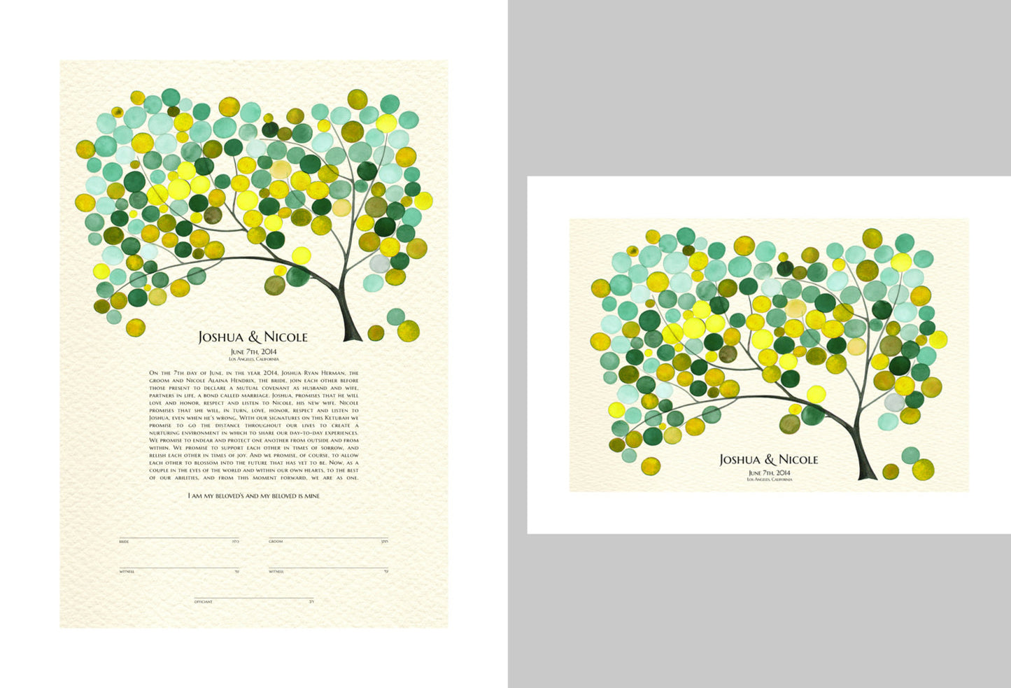 Matching Ketubah & Guestbook >Jewish marriage certificate and guestbook SET