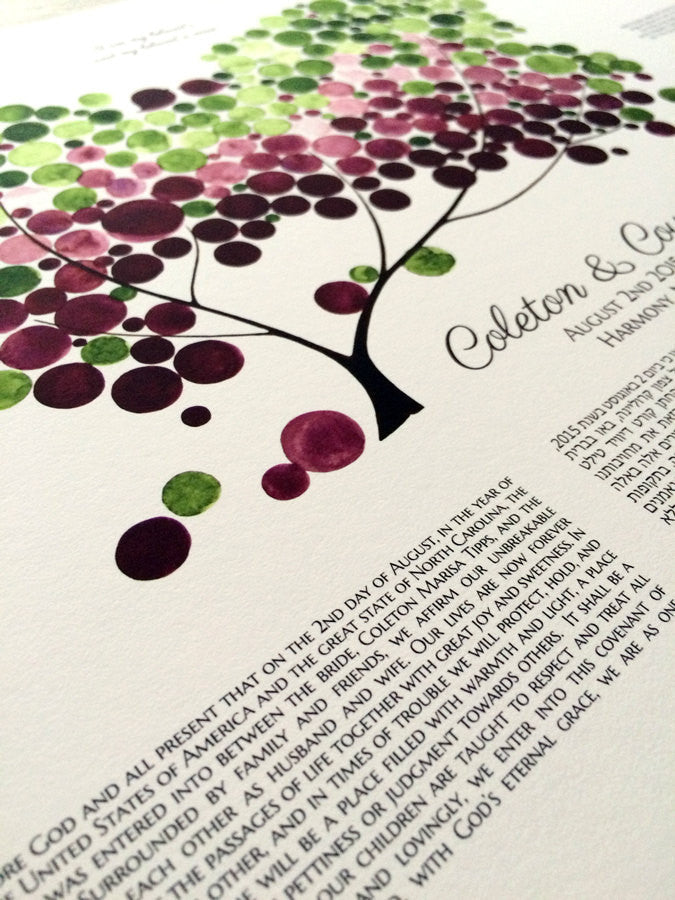 Modern Ketubah Tree giclee print - Spring Tree of Life by OnceUponaPaper